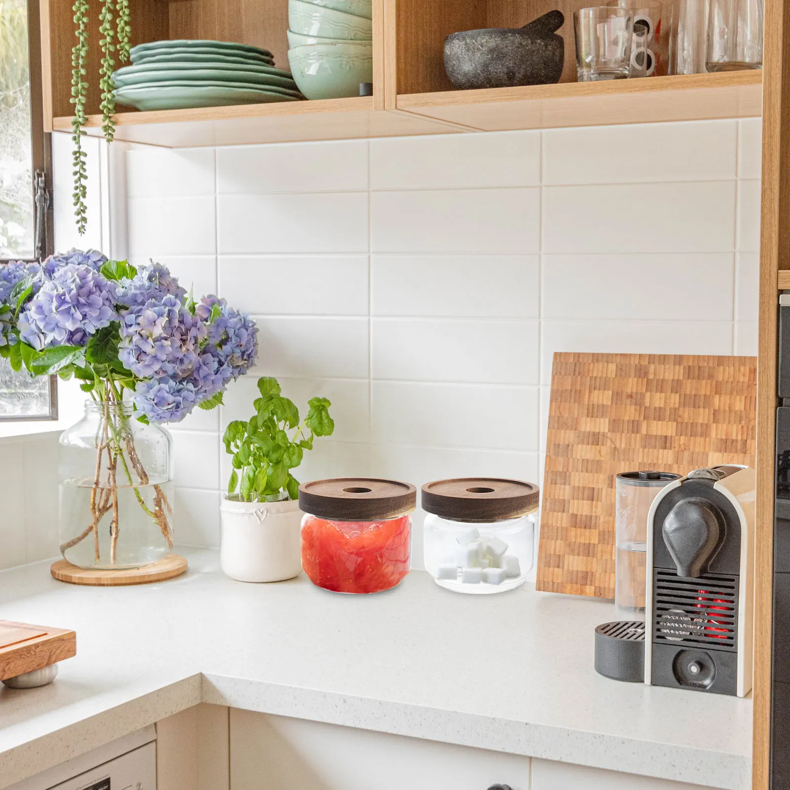 

350Ml Glass Tea Caddy Heat Resistant Transparent Storage Jar Thicken Airtight Container For Coffee Beans Biscuits Spices Food