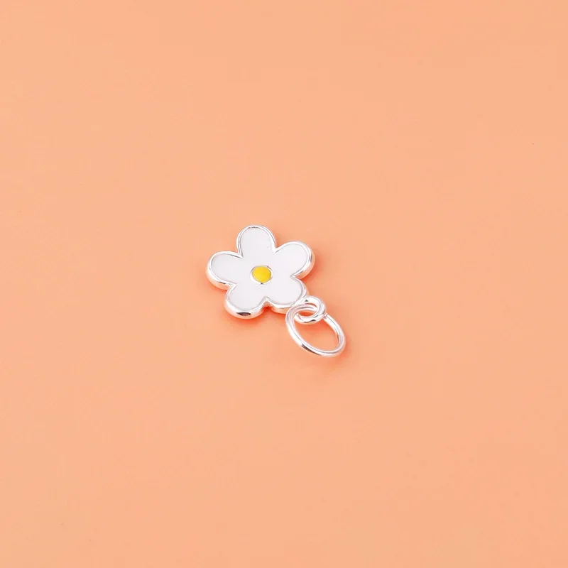 925 sterling silver white Daisy pendant handmade DIY bracelet necklace jewelry accessories for women