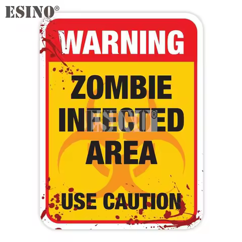 Funny Warning Zombie Infected Area Use Caution PVC Decal Waterproof Car Body Sticker Pattern Vinyl
