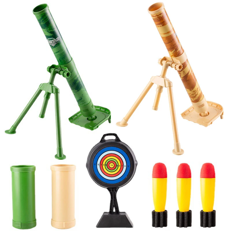 2023 New Children\'s Large Size Mortar Shells Toy Mortar Grenades Rocket Launch Shooting Toys for Boys Simulation Military Model