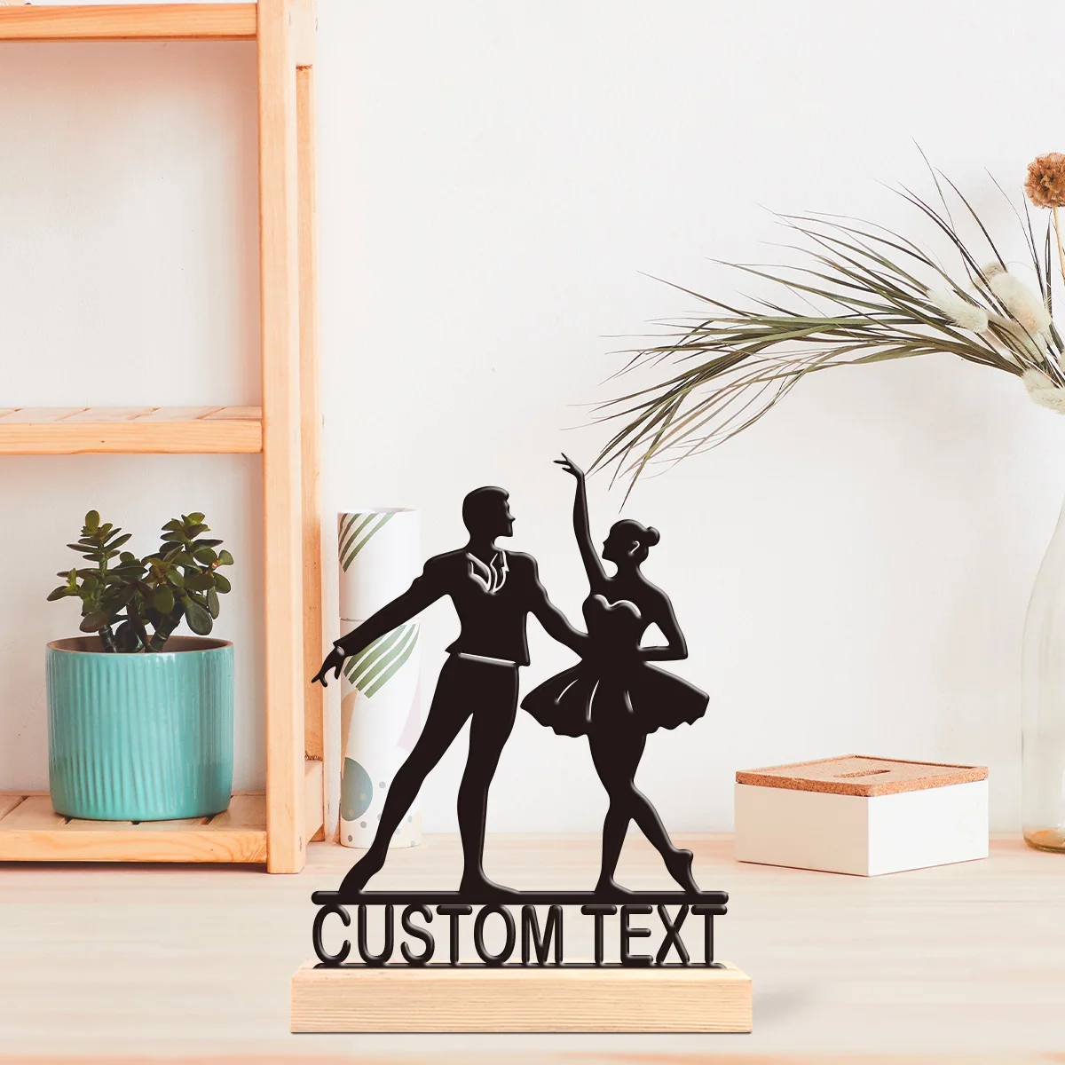 1pc Customized Metal Handicraft Ornaments Custom Content With Wooden Base Perfect for Home or Office Decoration