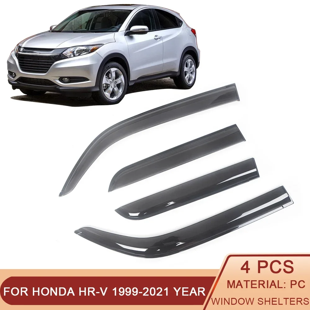 

For Honda HR-V 1999-2021 HRV Auto Side Window Wind Deflectors Visor Black Rain Guard Door Visor Vent Shades Dark Smoke Ventvisor