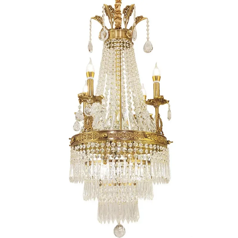 

all copper staircase chandelier French villa luxury atmosphere entrance corridor bar counter Internet celebrity creative candle