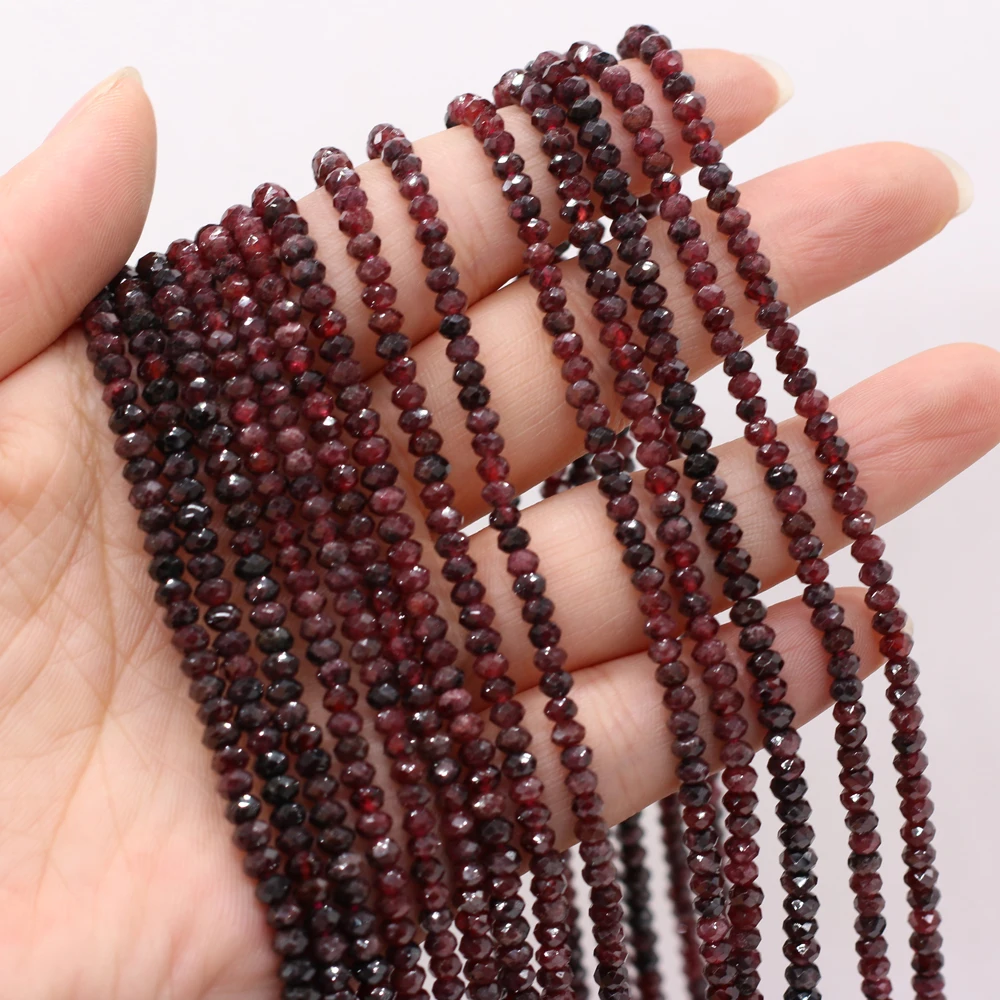 

Natural Semi Precious Stone Garnet Faceted Round Beads Jewelry Making DIY Necklace Bracelet Earring Accessory Gift 3x4mm, 38cm