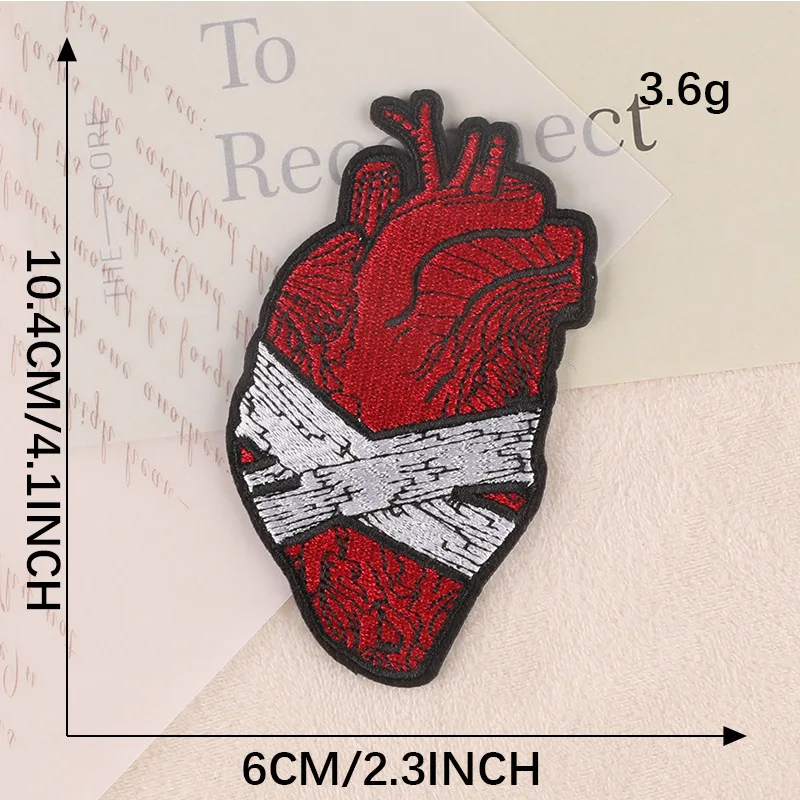 Aufnäher zum Aufnähen für Kleidung, Herz, Eisen, bestickt, schmelzbar, thermoadhäsive Designer-Mochila, Transfers de Con, Plancha, Stoffjeans – Detail 8