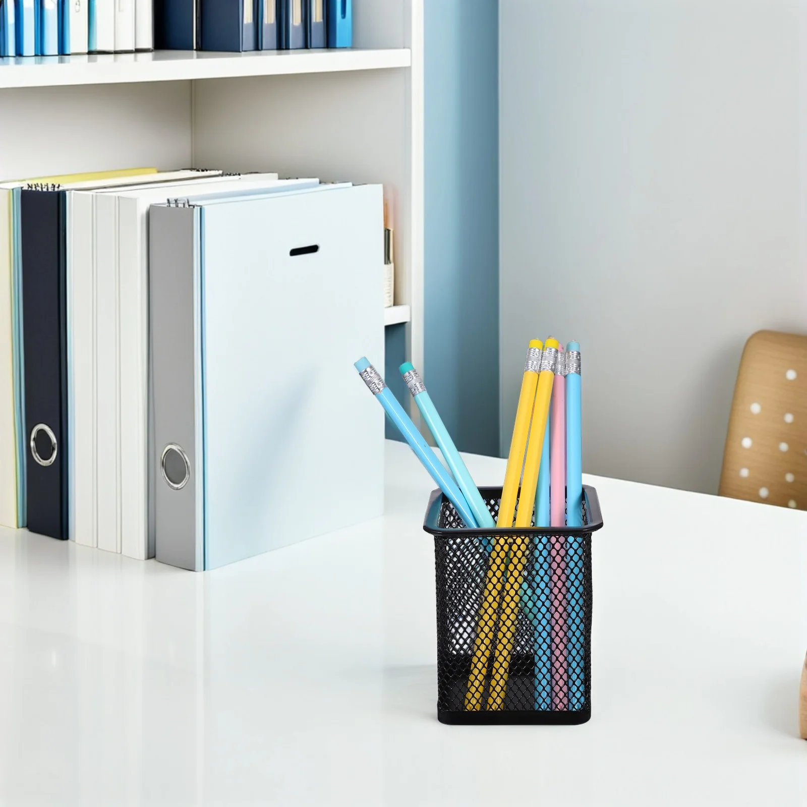 

2Pcs Metal Mesh Pen Pot Square Pencil Container Scratch Resistant Organizer for Desk Use Container Stationery