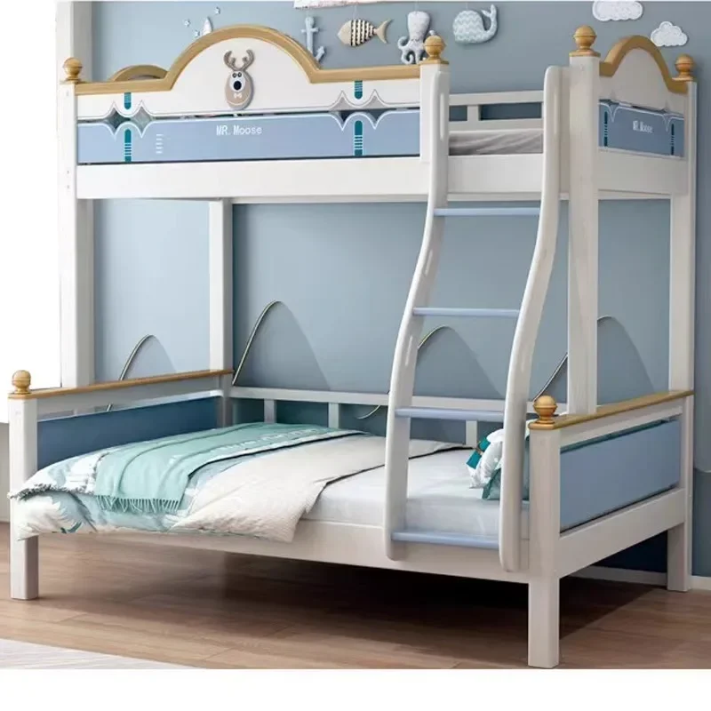 Solid wood upper and lower beds Two-layer high and low beds Mother and child  Storage bunk beds Girls Princess children's