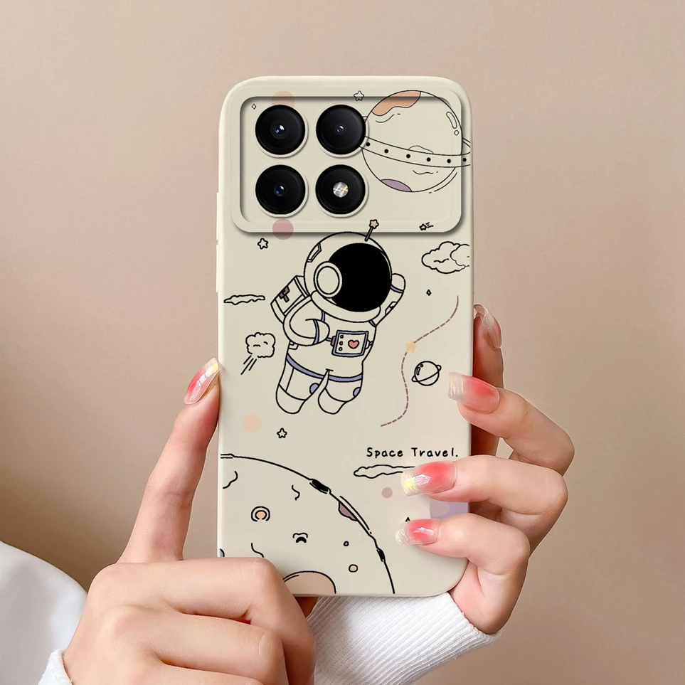 For Xiaomi Poco X6 Pro X6 Funda Astronaut Cases Liquid Silicone Protective Coques For XiaomiX6Pro 2311DRK48G Housing Cover Shell