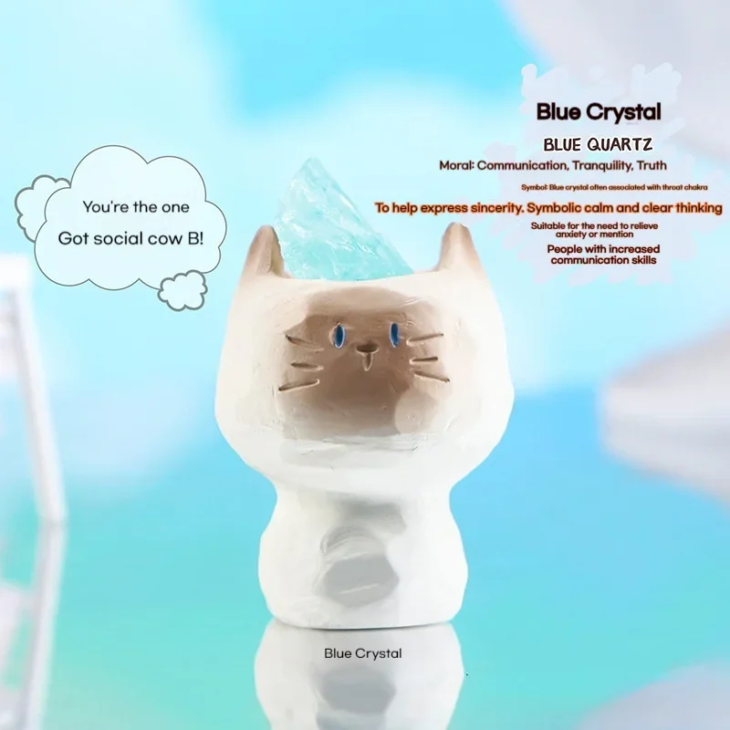 2025 PAL Cat Crystal Blind Box Mini Figur Kartun Batu Lucu Dekorasi Meja Kantor Mobil Hadiah Keberuntungan Untuk Pecinta Kucing Mainan