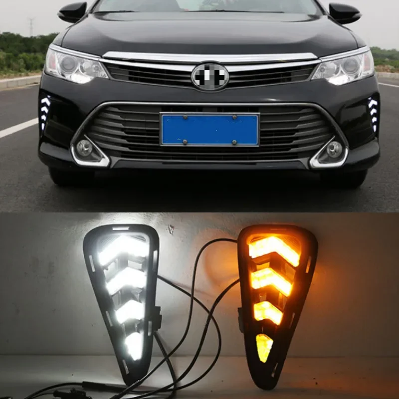 

2PCS Car Accessories LED Daytime Running Light For Toyota Camry 2015 2016 DRL Cover Fog Lamp Car-Styling External Front Fog Lamp