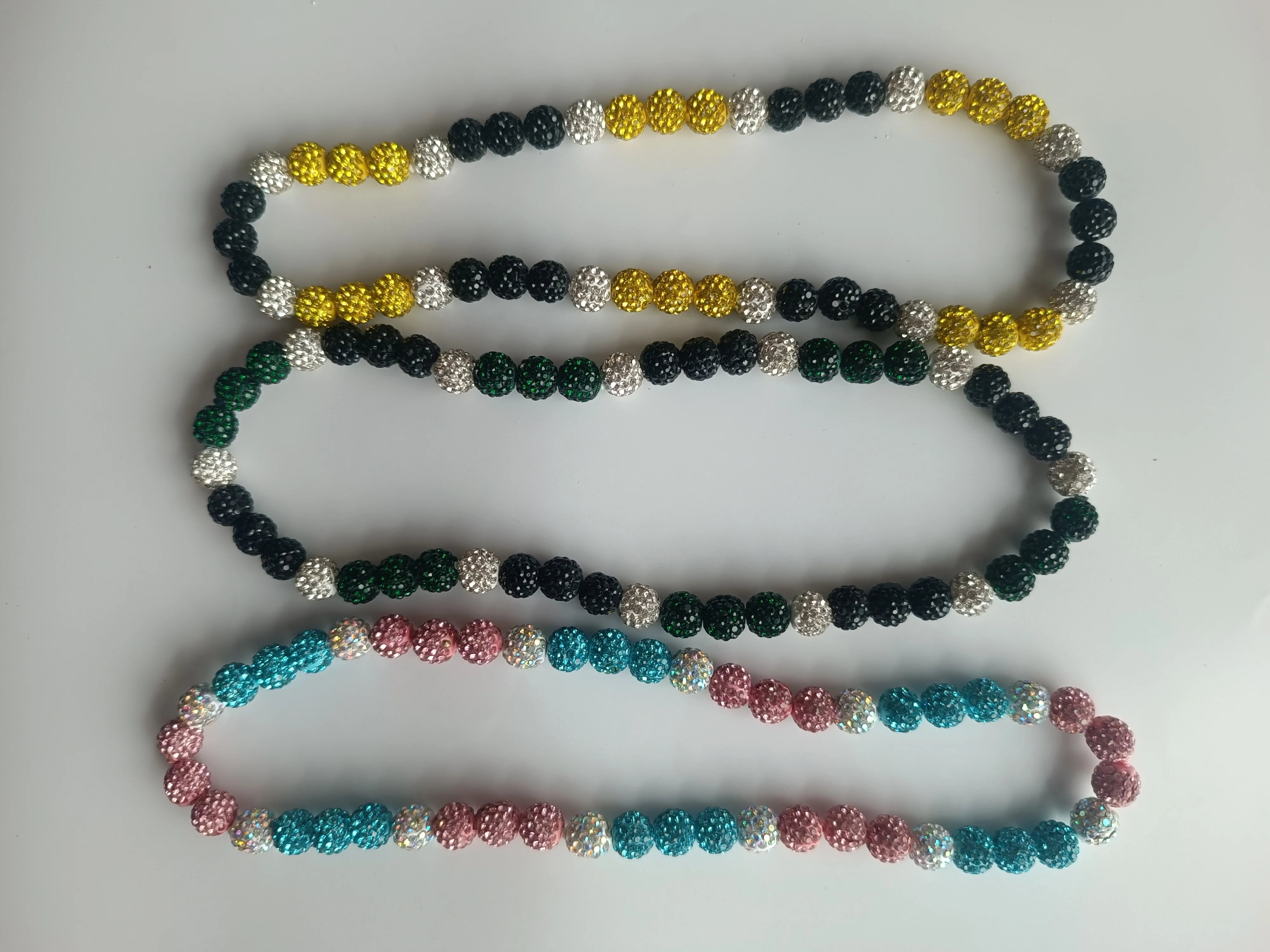 1pcs 10mm Baseball Necklace for Men Bling Rhinestone Ball Beaded Necklace baseball Players Lovers Inspired Jewelry