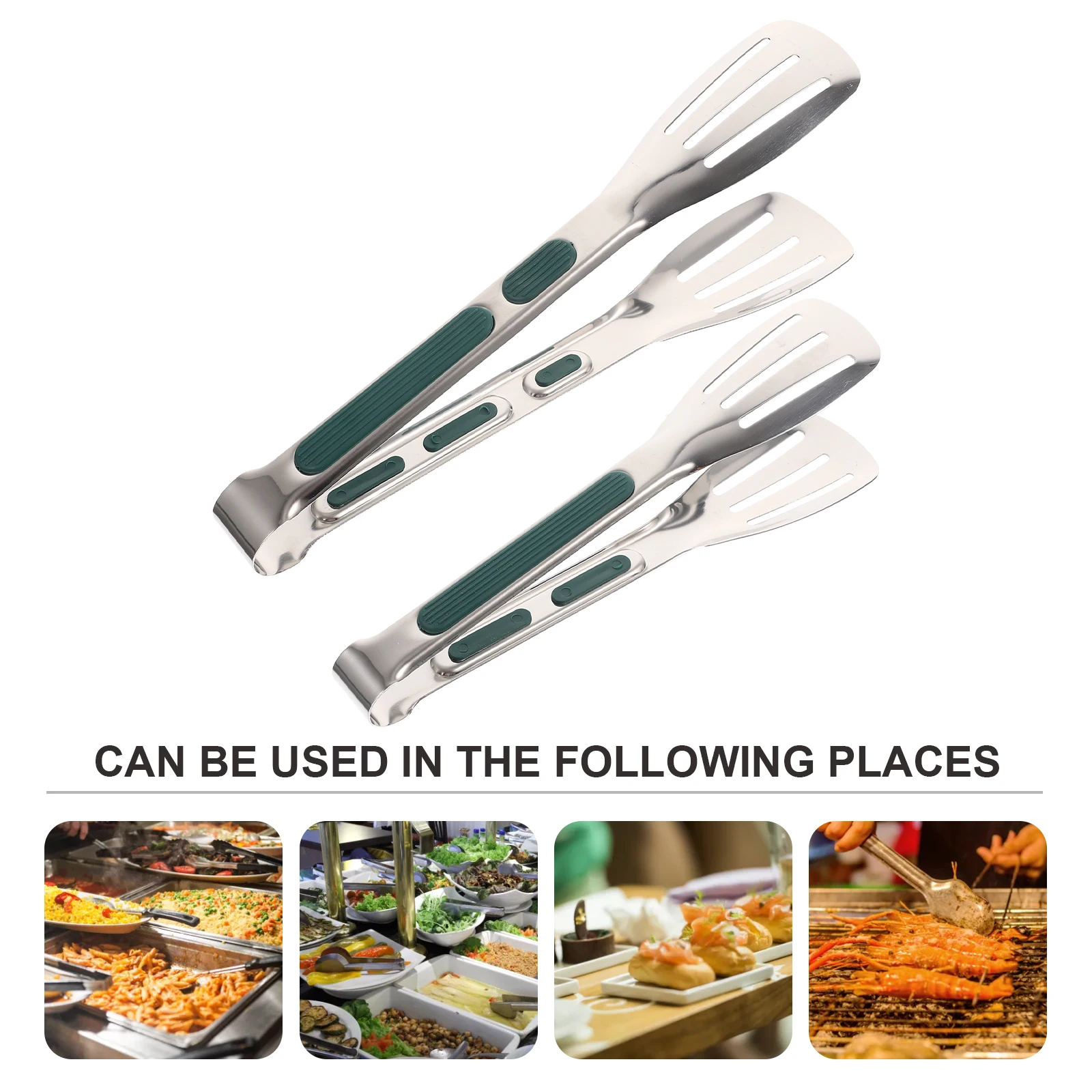 2pcs Stainless Steel Cooking Tongs Lightweight Anti Scalding BBQ Camping Outdoor Kitchen Portable Grill Tools Salad