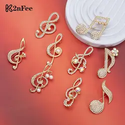 Full Rhinestone Musical Note Corsage Light Luxury Brooch Pin Clothing Accessories For Women Fashion Creative Suit Shiny Jewelry