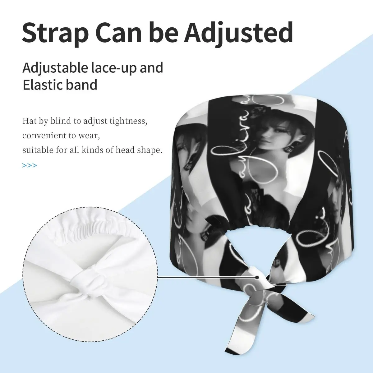 A-Ayliva Cool Singer Handwritten Signature Poster Scrub Hat Doctor Working Surgical Cap Adjustable Nursing Caps for Dentist