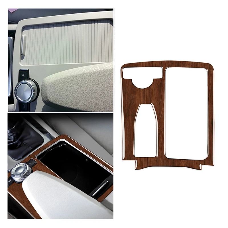 Brown Wood Grain Gear Shift Panel Trim For Mercedes Benz W204 2007-13 W212 10-12 Replacement Accessories