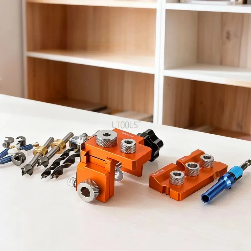 

Шаблон-приспособление для сверления отверстий под дюбели в дереве, направляющая для сверления отверстий в деревянных изделиях, позиционер для соединения шпонированных щитов, локатор для сверления отверстий под соединители