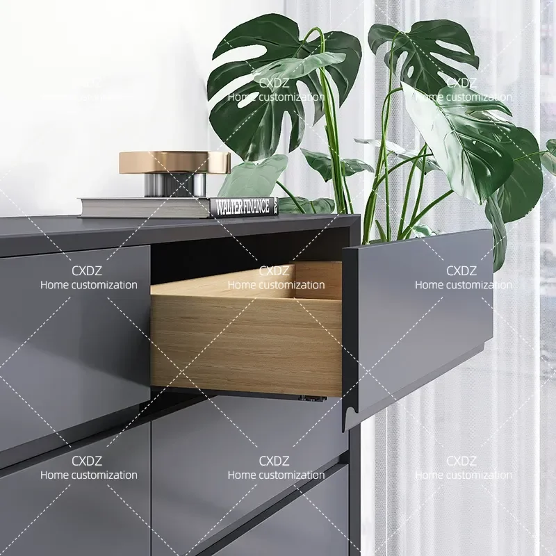 Italian Minimalist 8 Bucket Cabinet Baking Paint Modern Solid Wood Nordic Dining Sideboard Living Room Bedroom Bedside