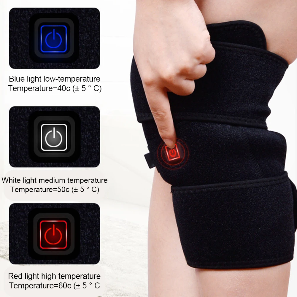 Electric Hot Compress Knee Pad 5V USB/Type-C Charging Heated Knee Brace 3 Heat Knee Heating Pad Arthritis Knee Support Brace