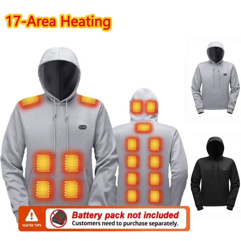 17-fach beheiztes Sweatshirt für Herren, beheizt, Ski, Sport, Freizeitkleidung, Damen, warmes beheiztes Outdoor-Sweatshirt (keine Powerbank nicht im Lieferumfang enthalten)