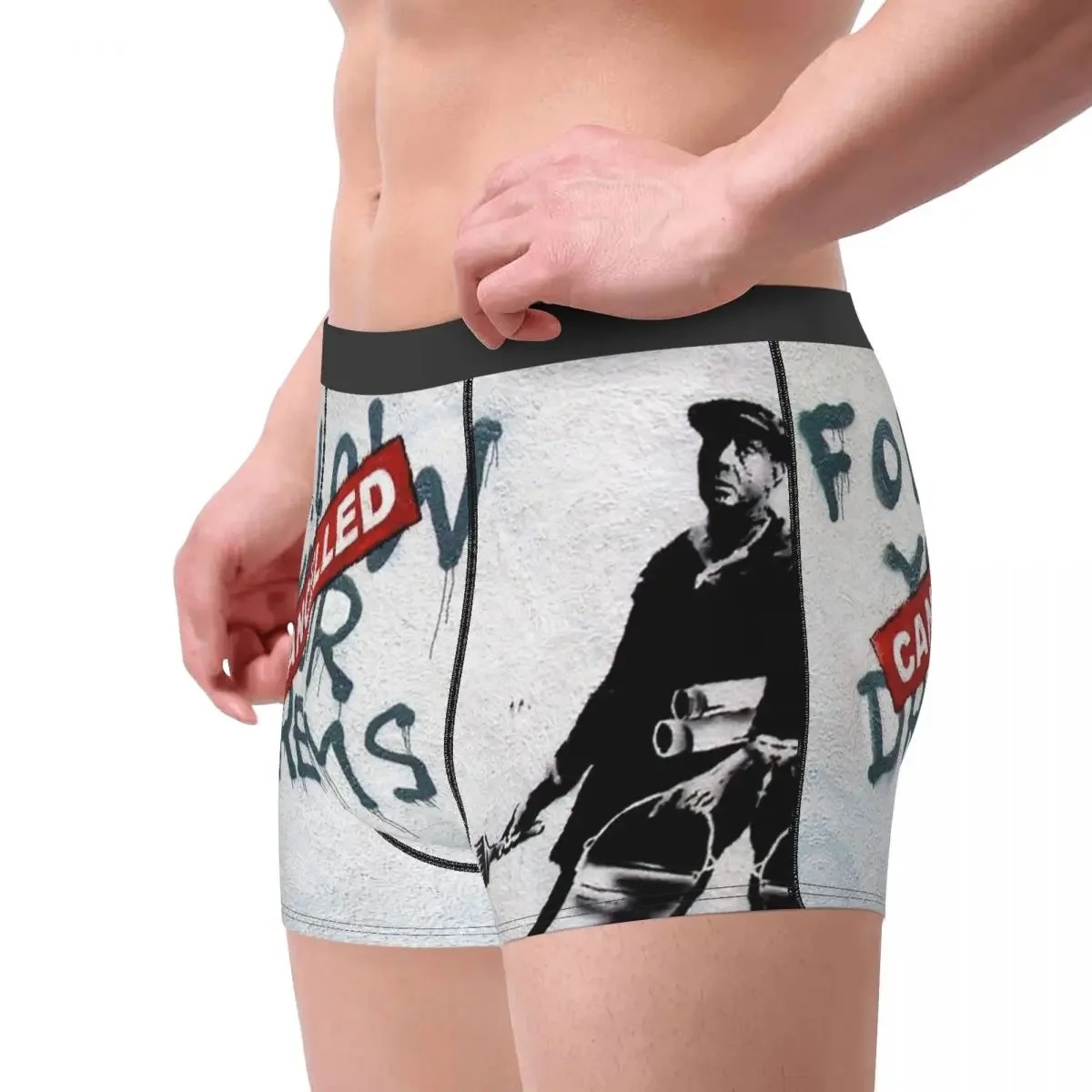 Man Boxer Briefs Shorts Panties Banksy Follow Your Dreams Polyester Underwear Graffiti Male Novelty Plus Size Underpants