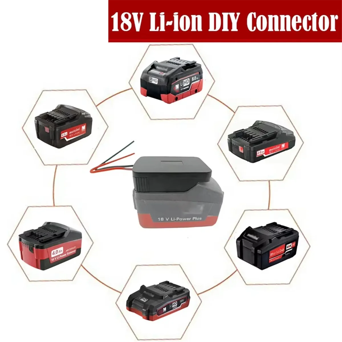 

AA25 Adaptor Battery Adapter Li-Ion Battery Connector Dock for 18V Output 1 Piece 12 AWG Replace Replacement