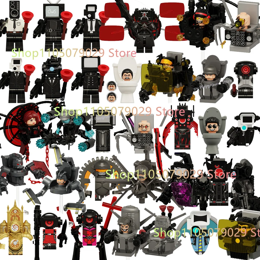 

New Skibidi Toilet Man Anime Cartoon Bricks Dolls Cameraman Speakerman TV Man Mini Action Bricks Toy Figures Building Blocks
