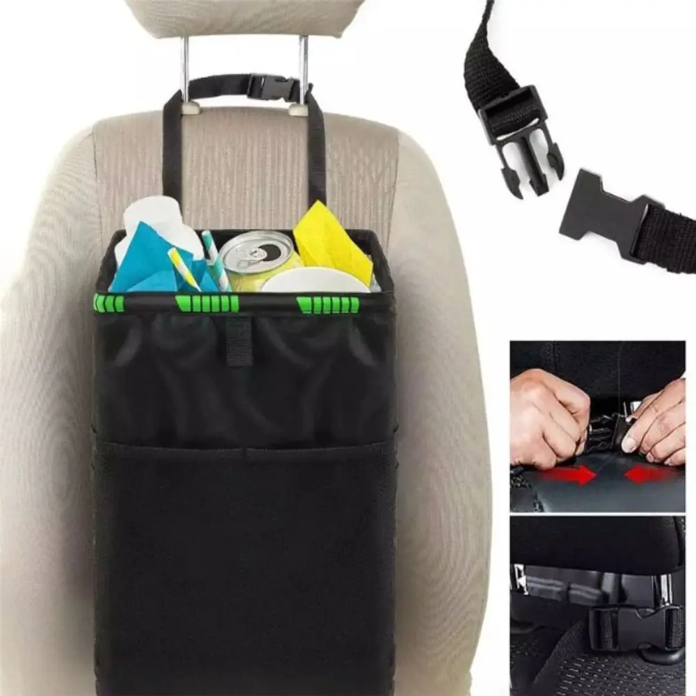 

Oxford Cloth Car Seat Back Trash Holder Large Capacity Leak Proof Garbage Storage Foldable Collapsible Rubbish Container Truck