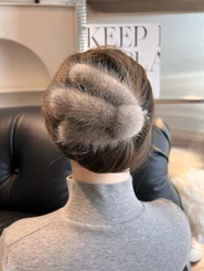 2024 Fashion Plush Natural Mink Fur New Hairpin Hair Claw Women Elegant Temperament Real Fur Hairgrips Hair Accessories