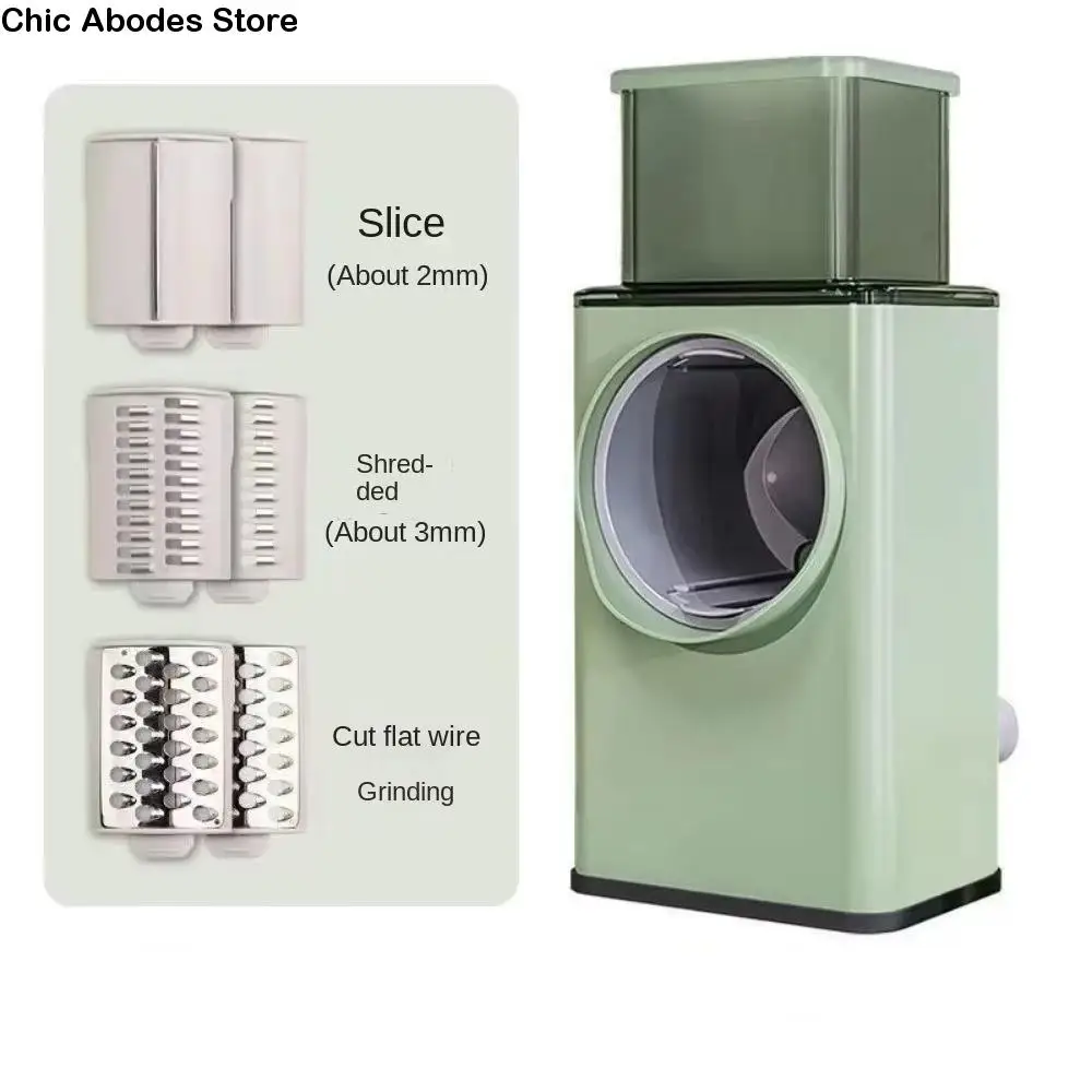 

3 in 1 Hand-Crank Vegetable Slicer Manual Vegetable Shredder Rotary Cheese Grater Plastic Labor-saving Ice Shaved Machine