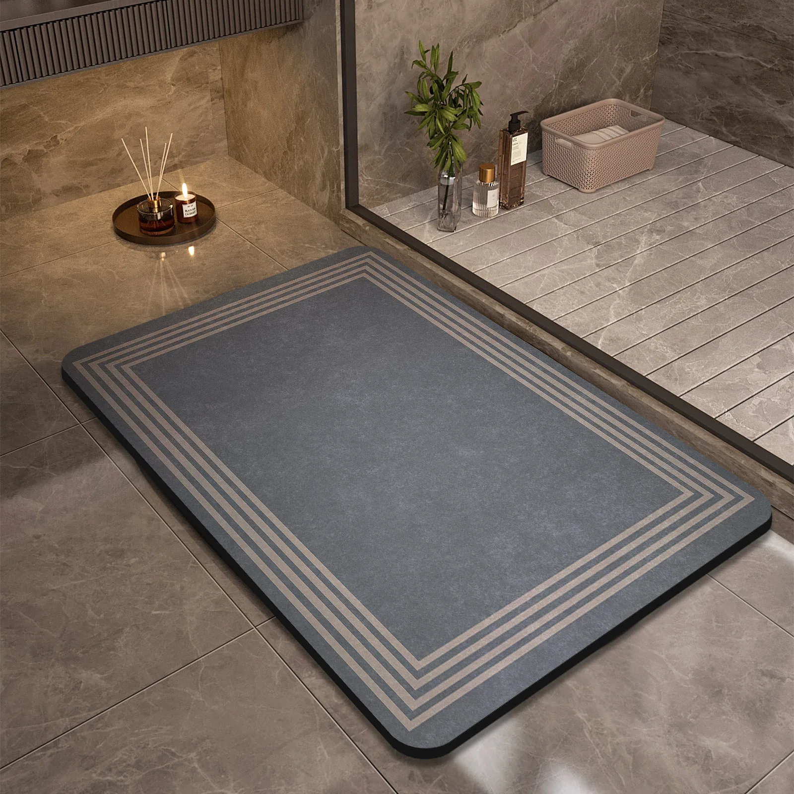 Luxury Bathroom Mat Anti-slip Shower Foot Mats Super Absorbent Quick Dry Bath Carpet Floor Toilet Rugs Doormat Washable