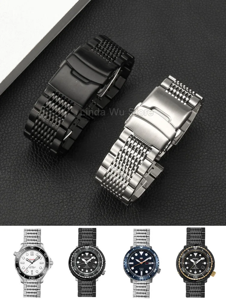

Solid Steel Watch Strap Chain Metal for Citizen Tissot Iwc Seiko Omega Waterproof Sweatproof Watch Band Steel Belt Men