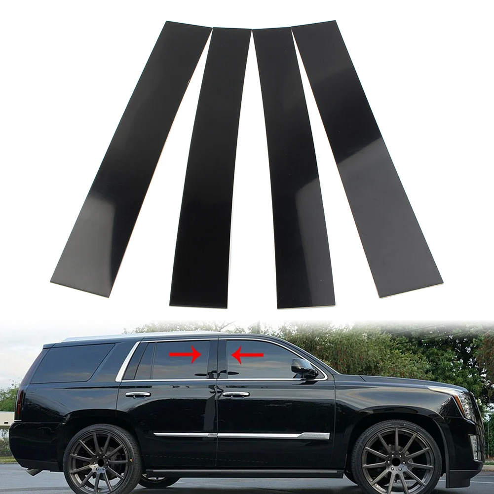 

4 Pcs Car Door Window Pillar Posts Panel Decorative Sticker Trim For Cadillac Escalade 2007 2008 2009 2010 2011 2012 2013 2014