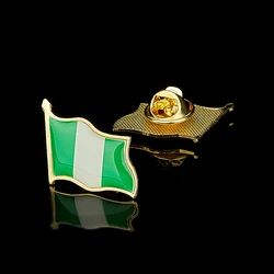 African Federal Republic of Nigeria Countries Waving Embossed Flag Metal Lapel Pin Fashion Jewelry