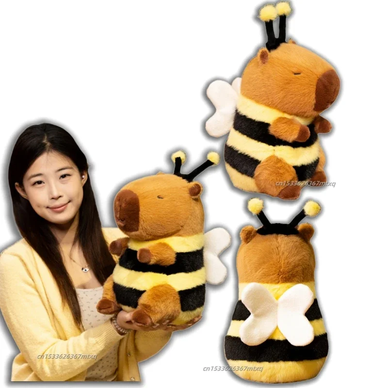 

Lovely Creative Capybara Plush Doll Sitting Bee Turned Capybara Plush Toy Huggable Pillow Birthday Gift For Boys Girls