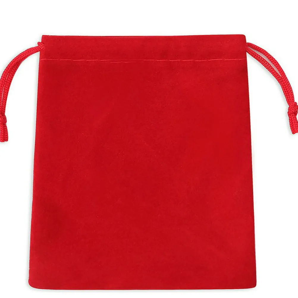 50Pcs 7Cm Red Soft Fabric Drawstring Bag Jewelry Pouch Gift Wedding Party Candy Storage Travel Display Sample Luxury Pouch view 5