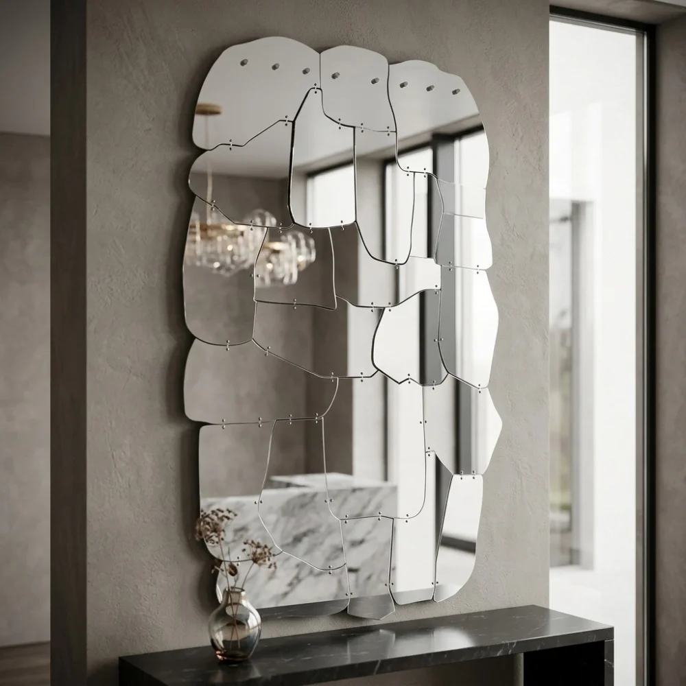 Factory Direct Sales Italian Irregular Acrylic Wall Mirror | Luxury Splicing Art Decorative Mirror, Suitable For Hotels, Clothin