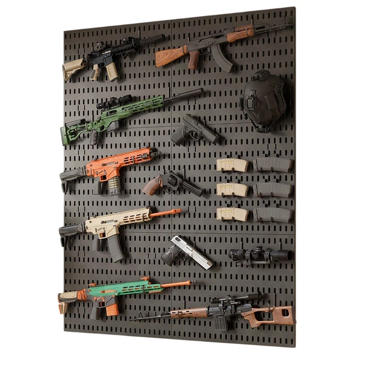 Toy Blaster Collection Storage Pegboard No Drill Wall Mount Panel Game Room Toy Gun Display Rack view 6