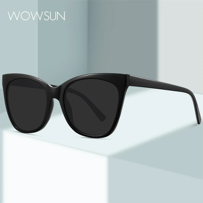 

WOWSUN Women's Fashion Large Frame Cat Eyes Sunglasses Driving Travel Anti-glare UV400 Sunglasses AA159