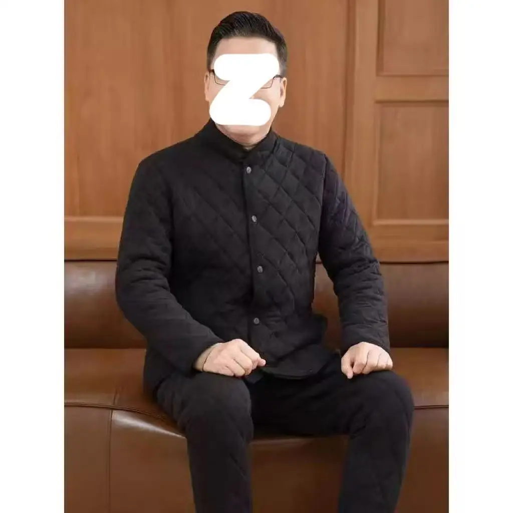 

Хлопковая куртка и брюки Thiened Fce на подкладке для мужчин среднего возраста, теплая внутренняя одежда, пальто для папы, полиэфирное волокно