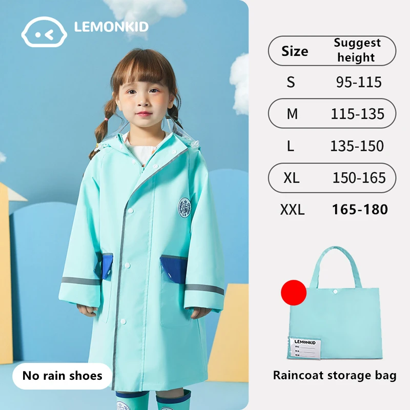 Kids Height 130-150 cm Rain Jakets Coat Autumn Winter Outerwear Waterproof Children Hooded Rain Coat Zipper Design Windbreaker