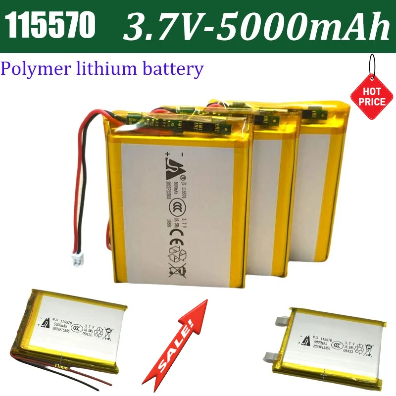 

New 3.7V Lithium Battery Large Capacity Battery Cell 115570 Polymer Soft Bag 5000mAh Suitable for Tablet Computers Power Bank