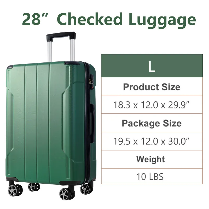 Hardshell Lage Lightweight Durable ABS Suitcases With Double Wheels Expandable 28 Inch Checked Lage Double  Telescopic Handle