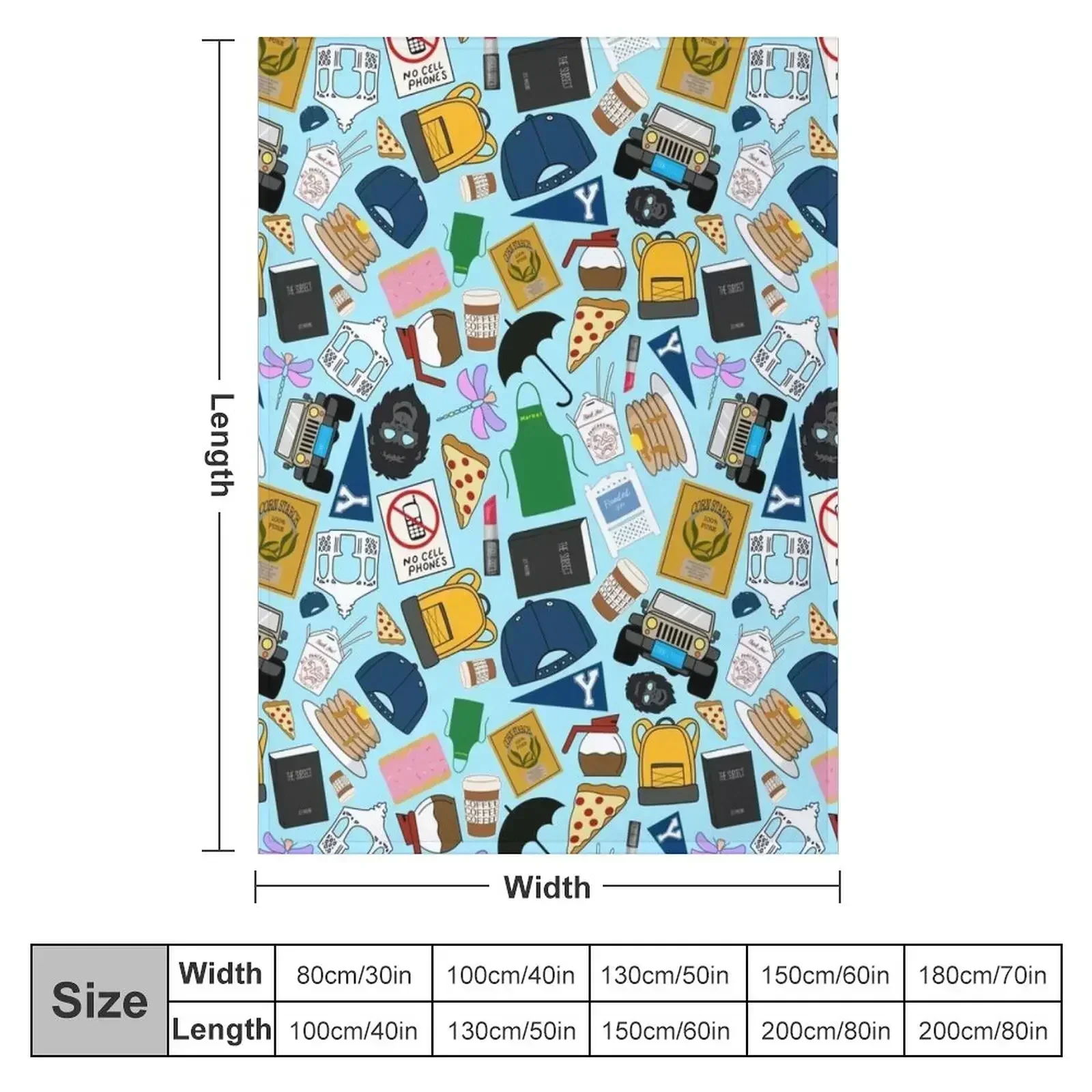 Ultimate Fan Pattern Icons All Over Print Blue Pack Throw Blanket couch cozy soft plush fuzzy picnic outdoor blanket