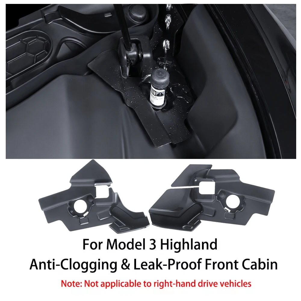 For Tesla Model 3 Highland 2024+Car Front Hood Water Channel Anti-clogging Filter Debris Protective Cover Modification Accessory