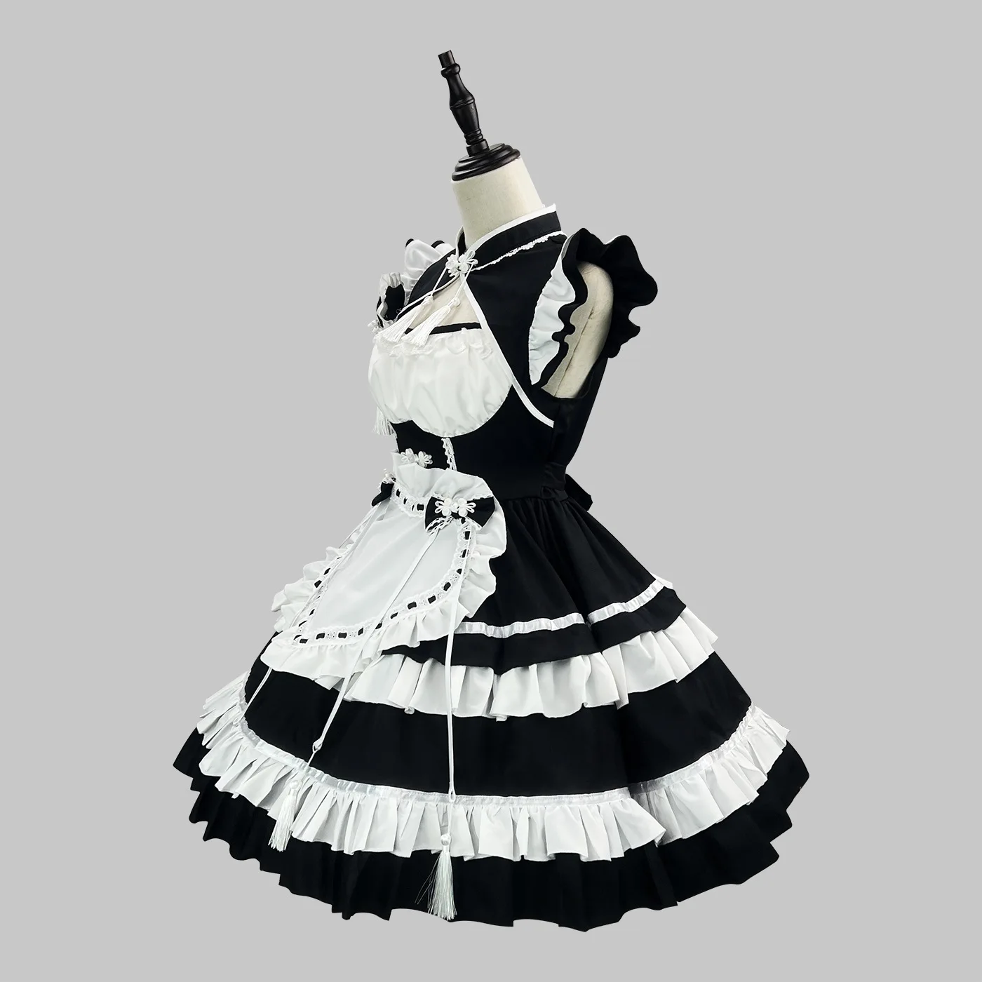 S -5XL Chinese Cheongsam Lolita Maid Dress Cosplay Costume Black Red New Year Girl Maid Dress Trending Girls Maid Party Costumes