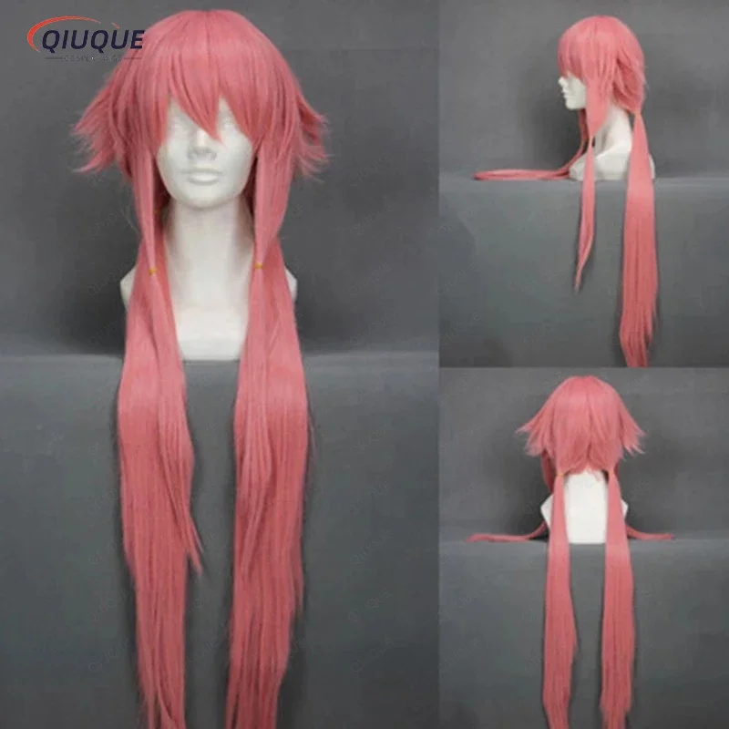 

The Future Diary Yuno Gasai 80cm Long Pink Straight Women's Girl Heat Resistant Cosplay Costume Wig Track Cap