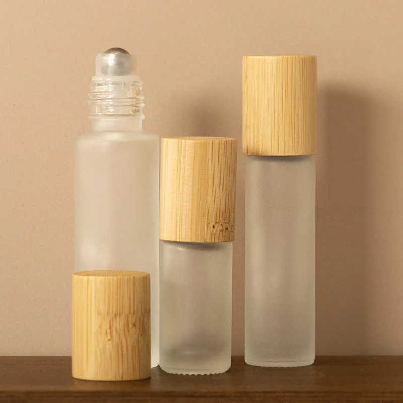 5 مللي 10 مللي 15 مللي غطاء من الخيزران الطبيعي متجمد الزجاج لفة على زجاجة تدليك كريم عين زجاجة دوارة عينة عطر زجاجة محمولة #2