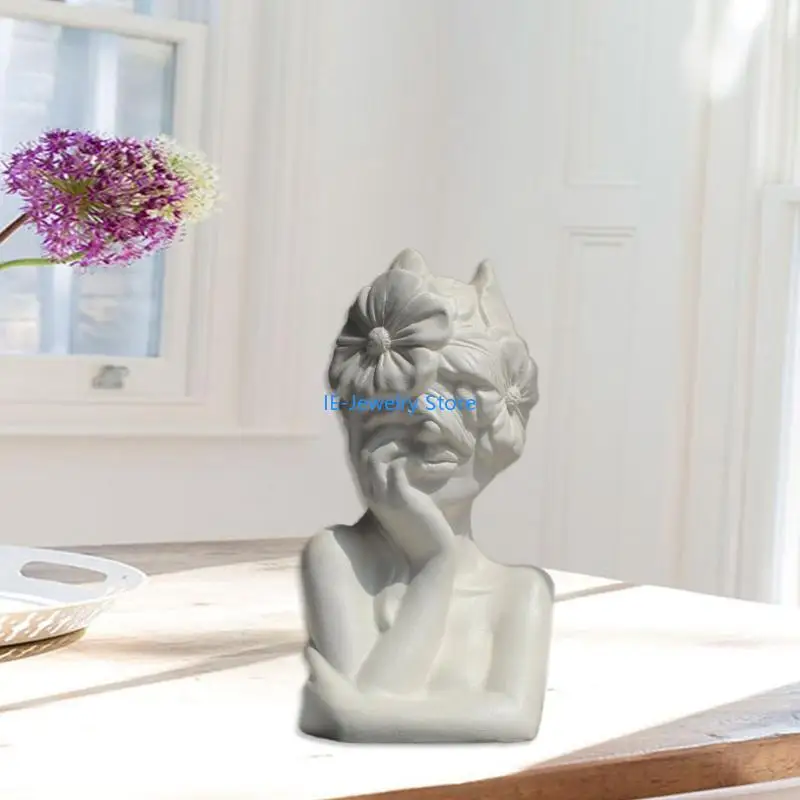 

W8KF Flower Girl Vase Molds Unique Flowerpots Silicone Mould for Making Planter Flower Arrangement Resin Molds Home Decors