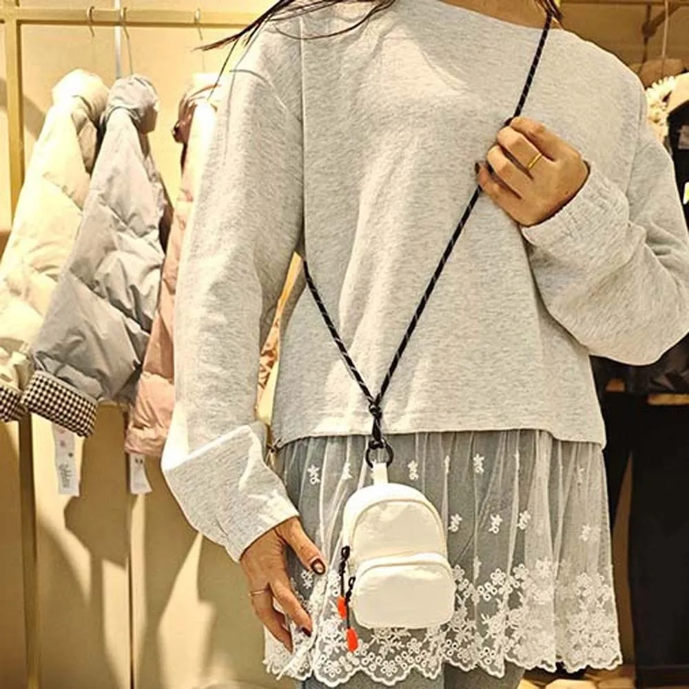 Square Hanging Neck Coin Purse Backpack Shaped Casual Oxford Cloth Mini Wallet Polyester Contrast Color Small Pendant Key Pouch
