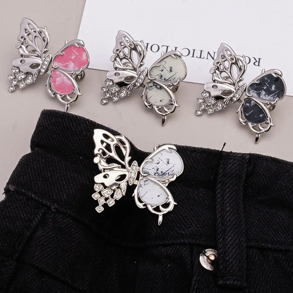Alloy Waist Tightening Clip Rhinestones Decor Adjustable Tightness Butterfly Waist Clip Butterfly Shape Detachable